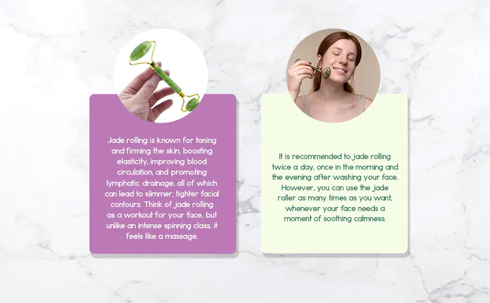 Jade Facial Roller – Natural Stone Face Massager for Puffiness, Firming & Glowing Skin | Cooling Jade Roller for Daily Facial Massage & Skincare Routine