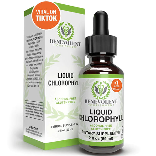 Benevolent Liquid Chlorophyll Drops – Organic Detox & Immune Support | Internal Deodorizer for Skin, Gut & Energy | Natural Mint Flavor, Non-GMO, 4-Month Supply